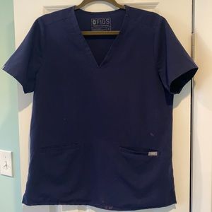 Figs scrub top with bleach stains